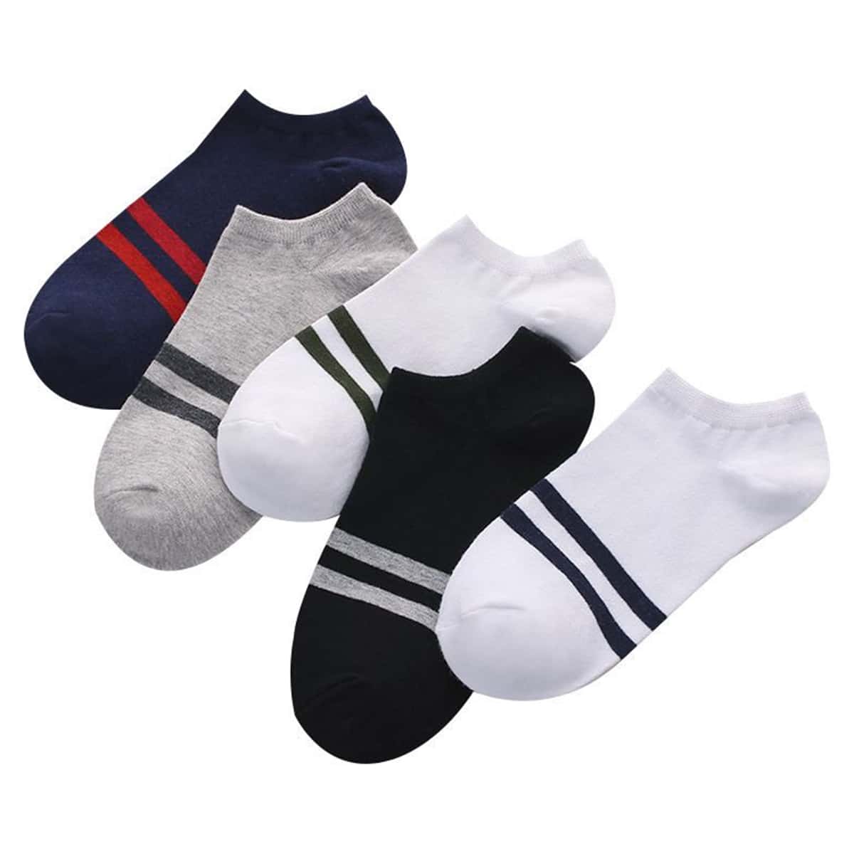 

5pairs Striped Ankle Socks, Multicolor