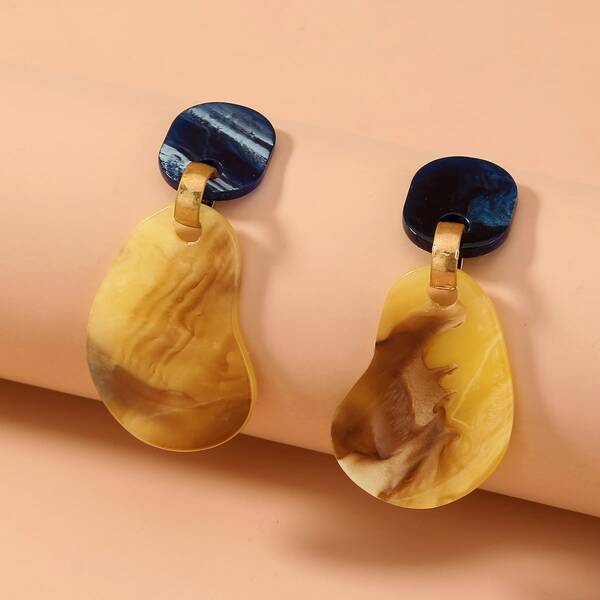 

Color Block Geo Drop Earrings, Multicolor