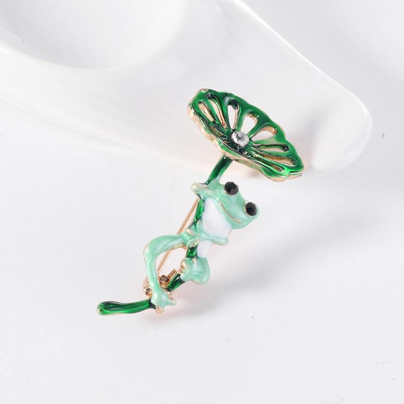 

1pc Cartoon Frog Brooch, Green