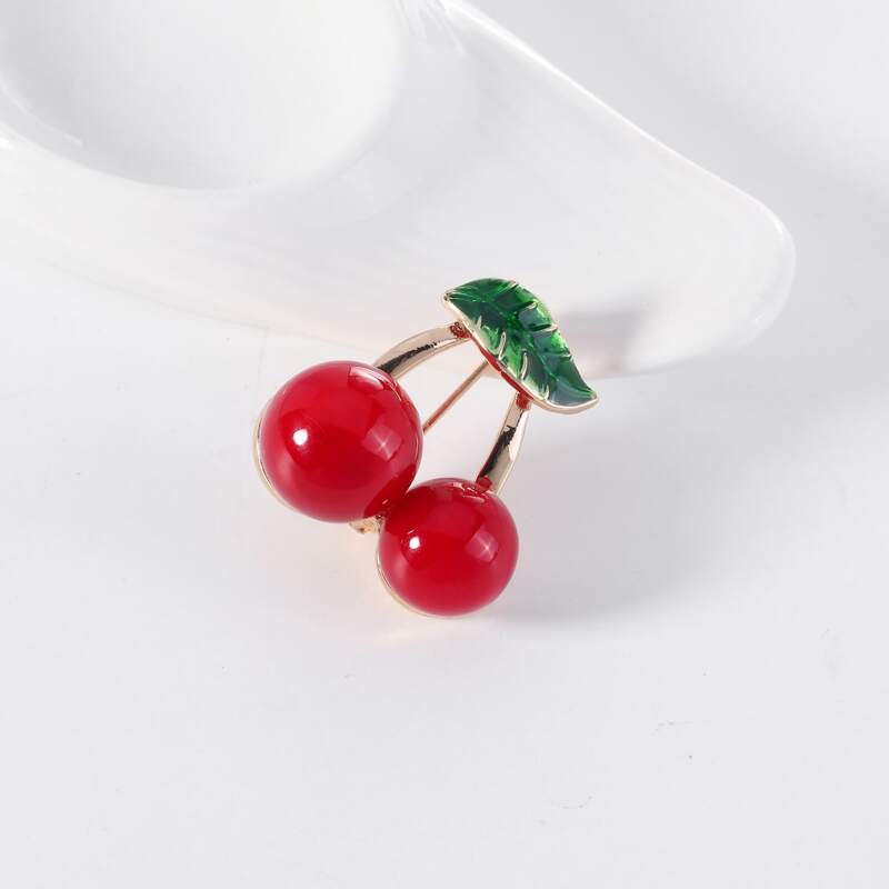 

1pc Cherry Brooch, Red