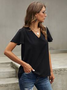 SHEIN Unity Áo sơ mi màu trơn Giải trí - màu đen - Xem 4