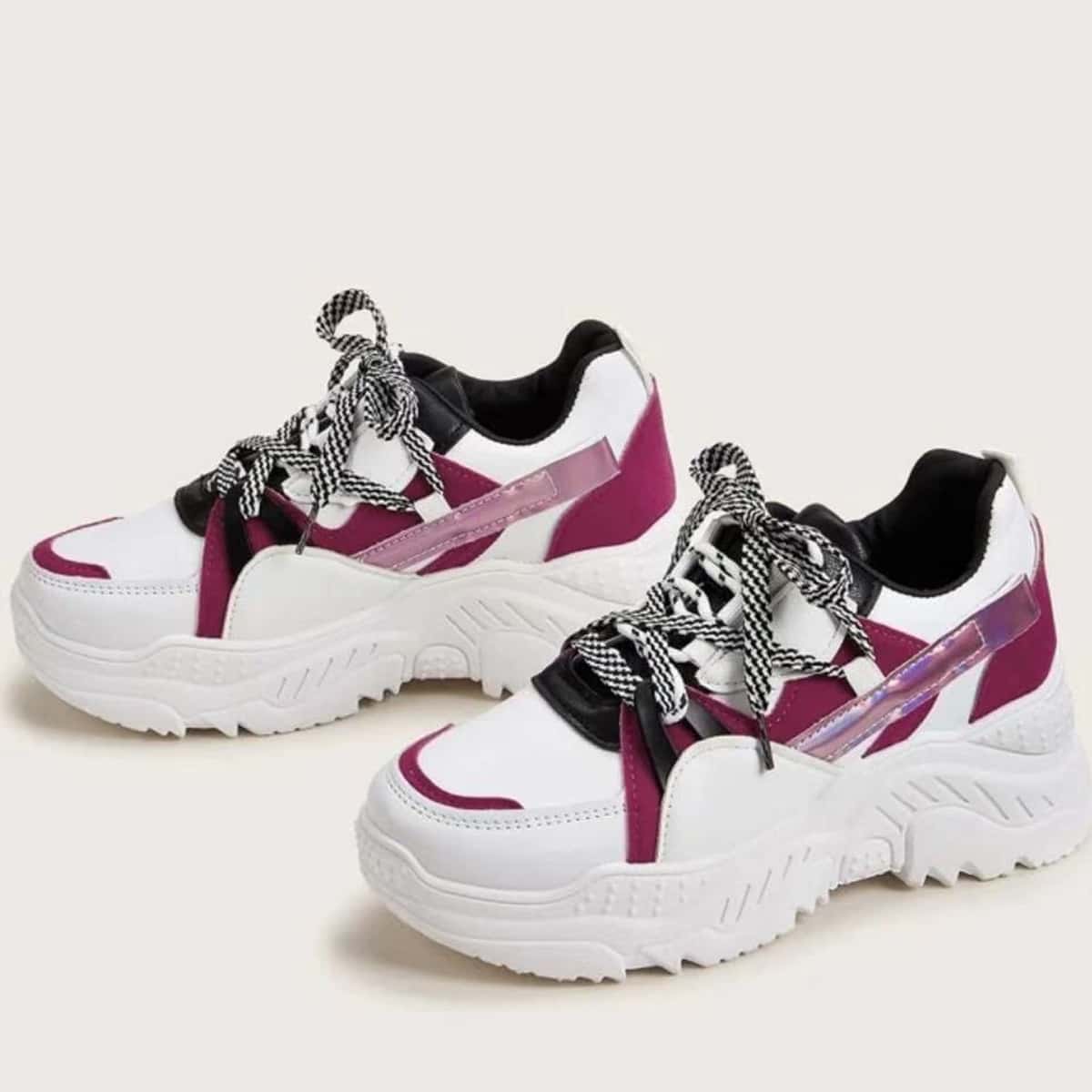 

Colorblock Chunky Trainers, Red