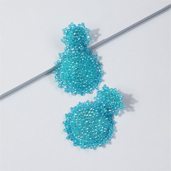 

Crystal Round Drop Earrings, Blue