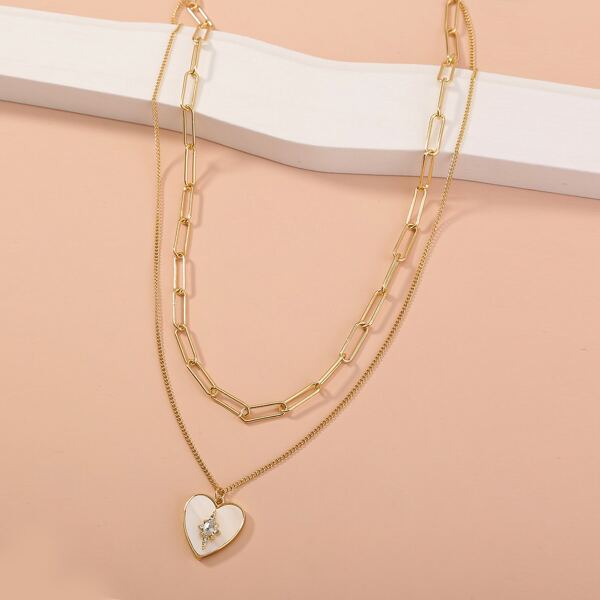 

Heart Charm Layered Necklace, Gold