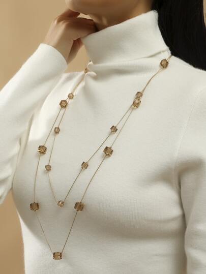 قلادة طبقات مزينة بكريستال