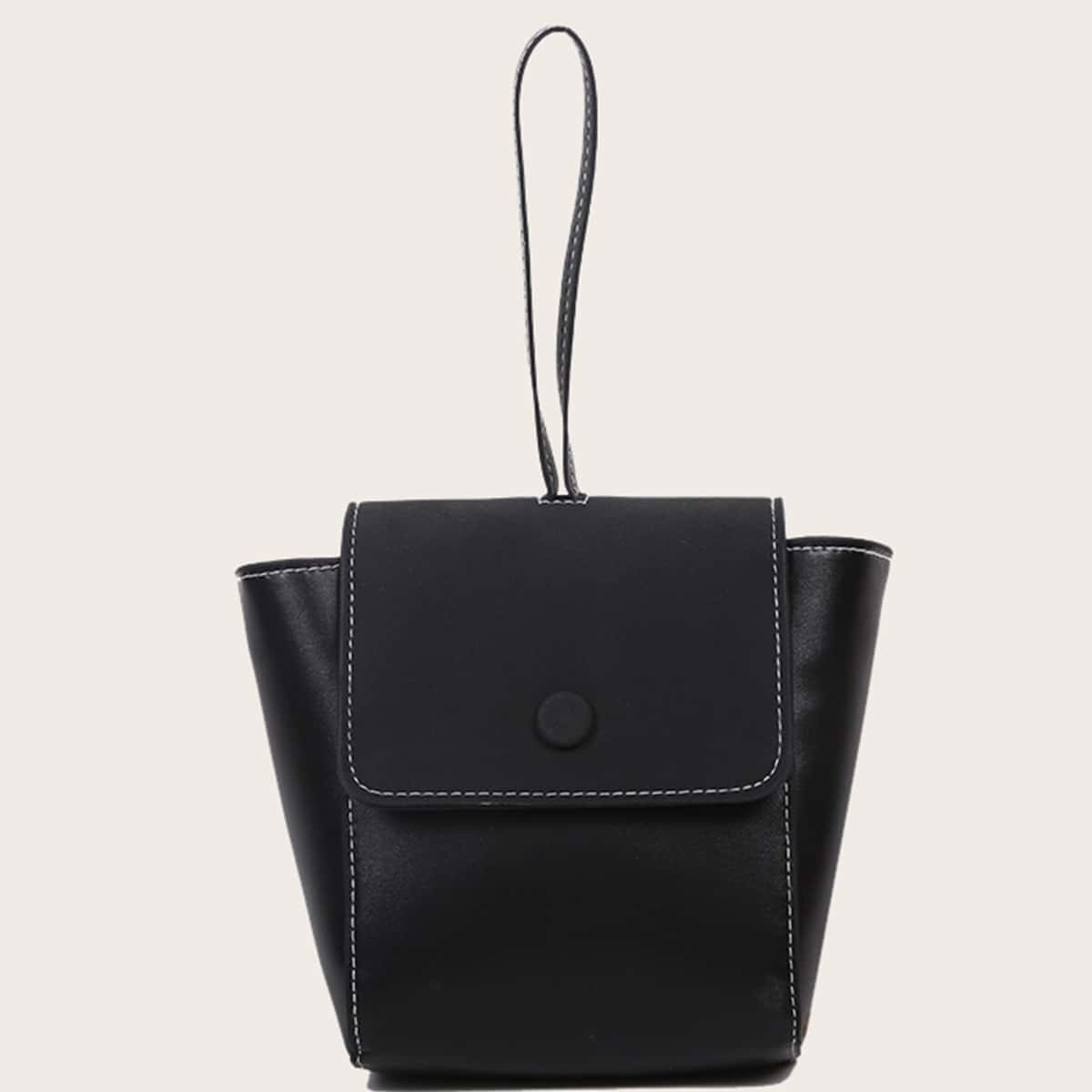 

Solid Chain Satchel Bag, Black