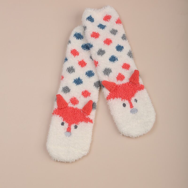 

1pair Cartoon Fuzzy Socks, Multicolor
