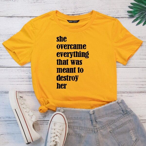 

Slogan Graphic Short Sleeve Tee, Yellow