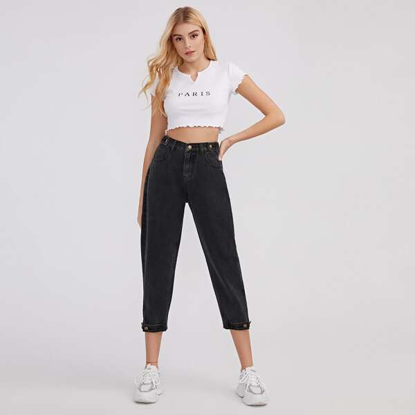 

High Rise Cropped Jeans, Black