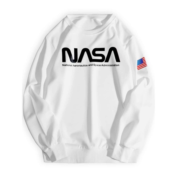 

Men Letter & American Flag Print Sweatshirt, White