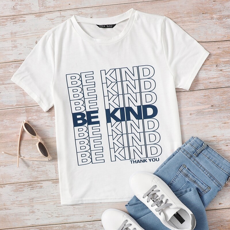 

Letter Graphic Round Neck Tee, White