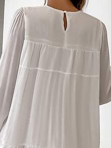 Missord Flounce Sleeve Chiffon Smock Dress - White - View 3