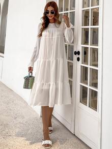 Missord Flounce Sleeve Chiffon Smock Dress - White - View 7