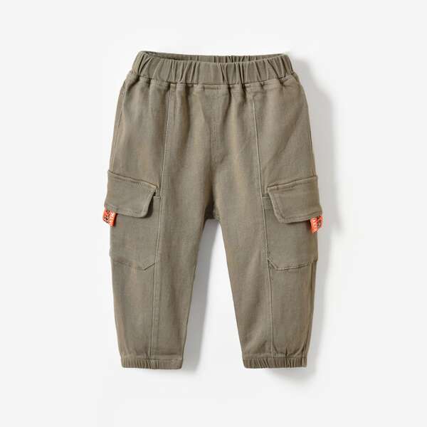 

Toddler Boys Tape Flap Pockets Cargo Pants, Khaki