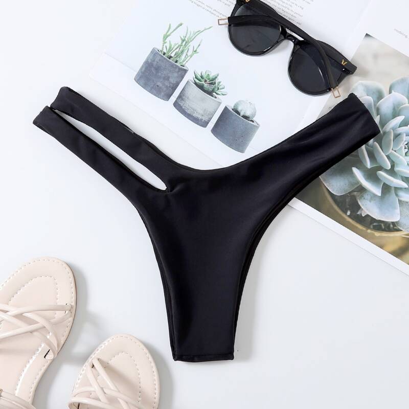 

Cut-out High Leg Bikini Panty, Black