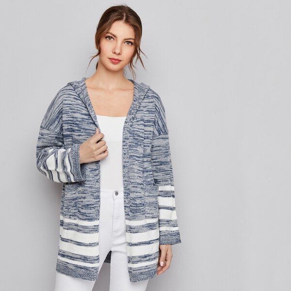 

Drop Shoulder Pocket Front Cardigan, Multicolor