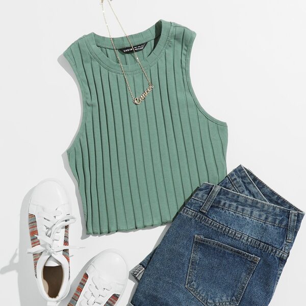 

Solid Crop Tank Top, Mint green