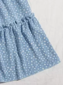 SHEIN Unity 波西米亞抽繩小碎花兩件式套裝 - 霧霾藍 - 查看 4