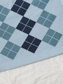 SHEIN Unity 菱形花紋圖案羅紋針織背心短版上衣 - 淺藍色 - 查看 4