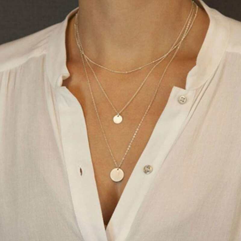 

Disc Charm Layered Necklace, Gold