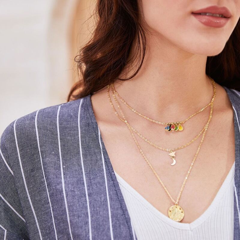 

Disc Charm Layered Necklace, Gold