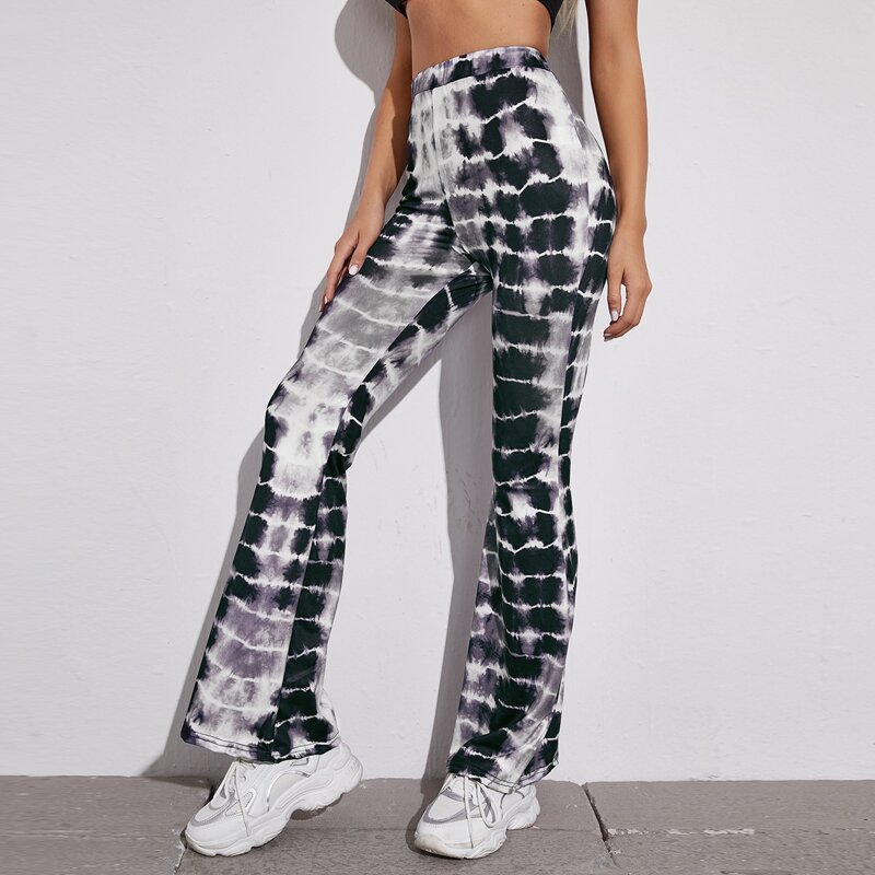 

Elastic Waist Tie Dye Flare Leg Pants, Multicolor