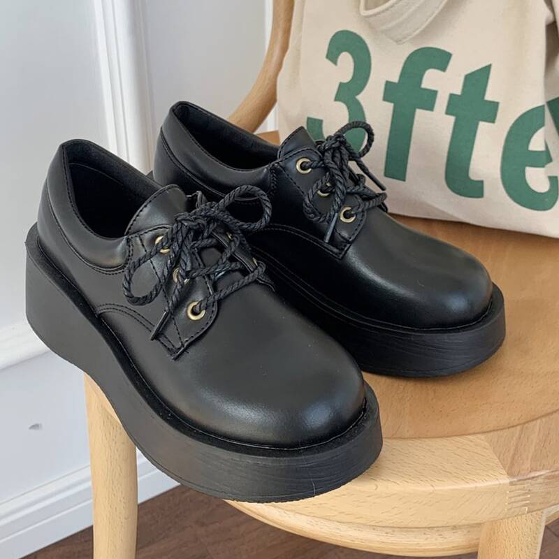 

Lace-up Front Wedges, Black