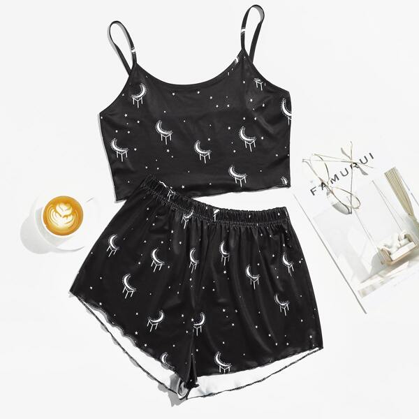 

Galaxy Print Pajama Set, Black
