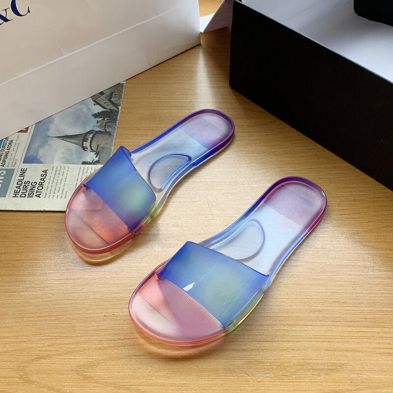 

Ombre Open Toe Slides, Multicolor