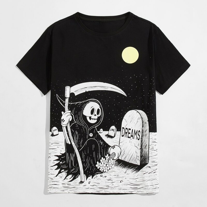 

Guys Skull Print Tee, Black