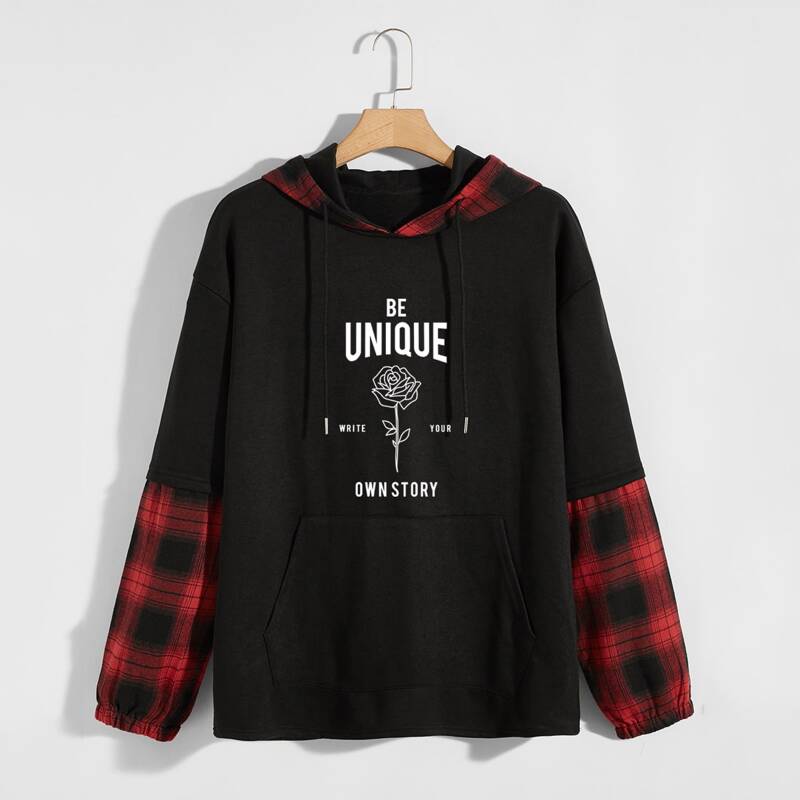 

Guys Rose Graphic Hoodie, Black