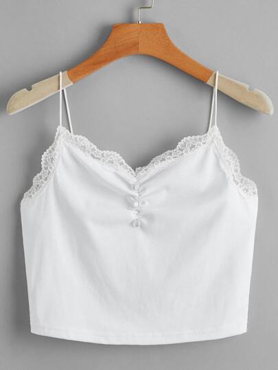 Lace Trim Crop Cami Top