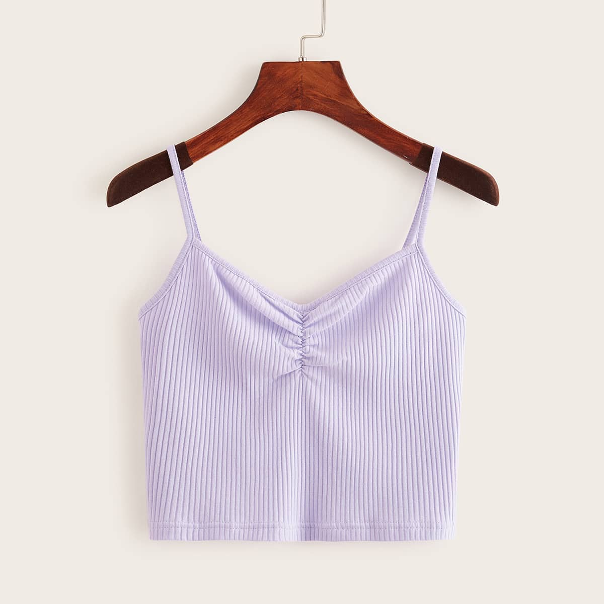 

Ruched Detail Crop Cami Top, Lilac purple