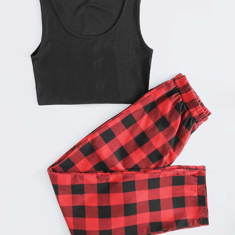 

Crop Tank & Gingham Pants, Multicolor