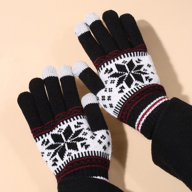 

Christmas Snowflake Pattern Gloves, Multicolor