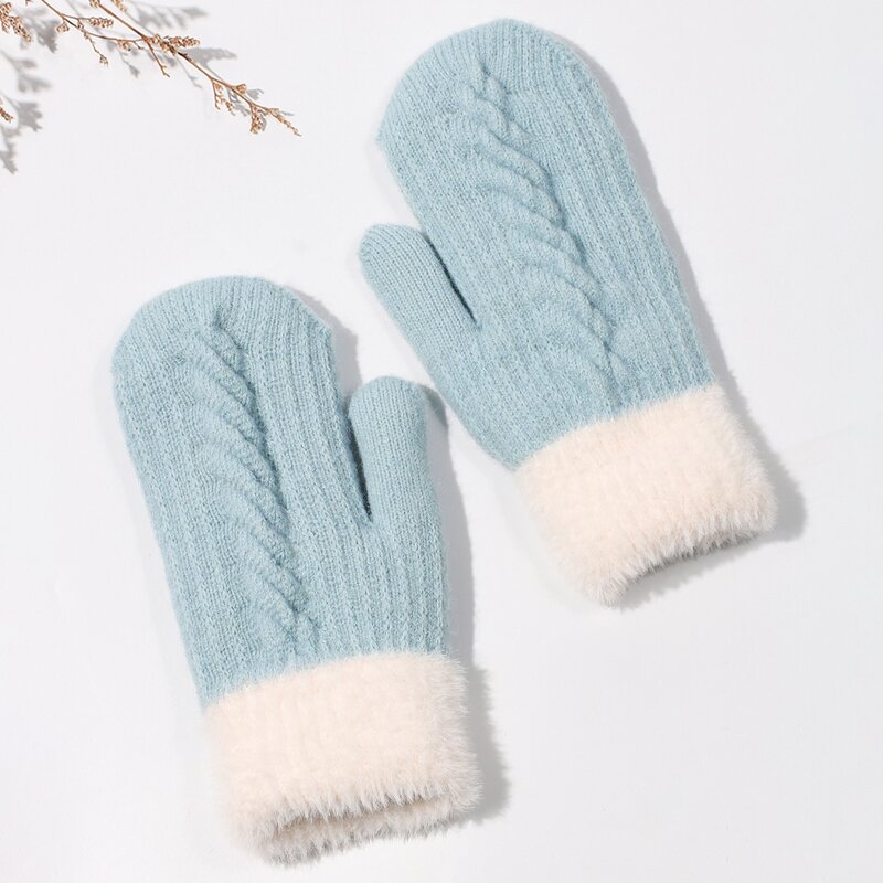 

Sherpa Lined Mittens Gloves, Baby blue
