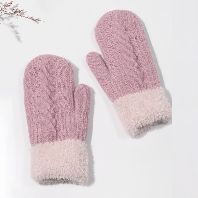 

Sherpa Lined Mittens Gloves, Pink