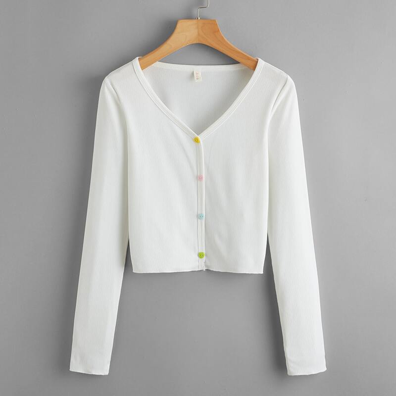 

Button Up Solid Top, White