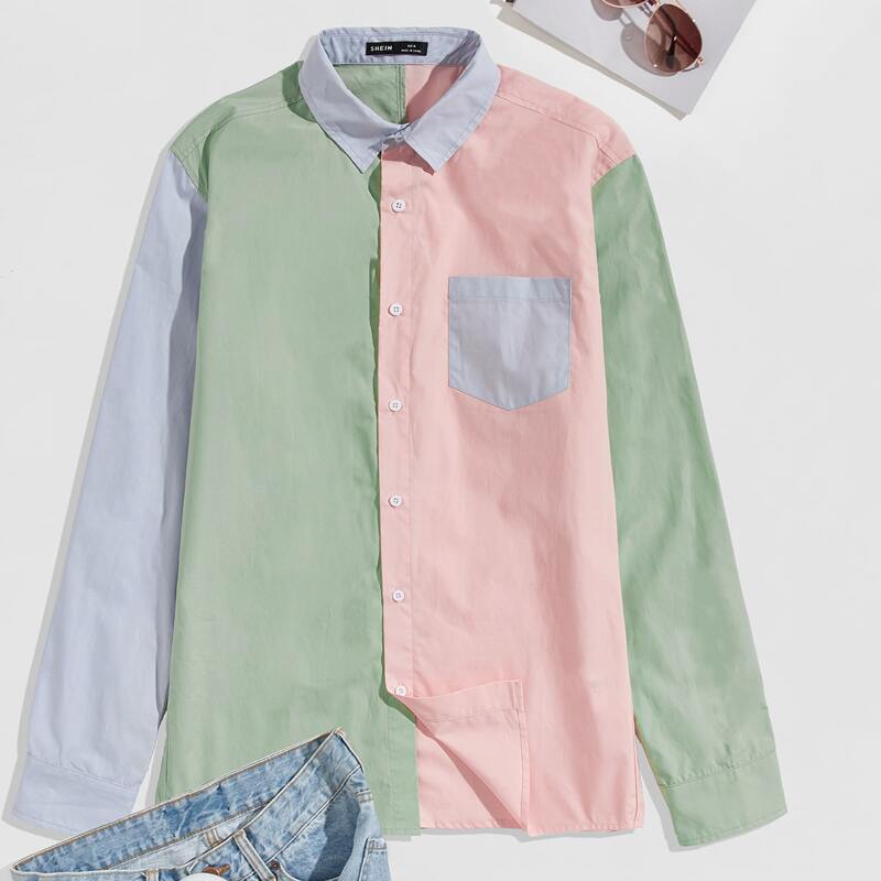 

Guys Pocket Front Colorblock Shirt, Multicolor