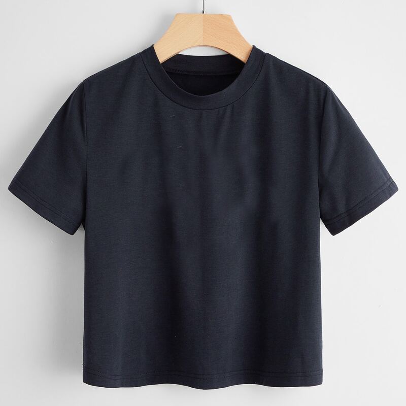 

Solid Crop Tee, Navy blue