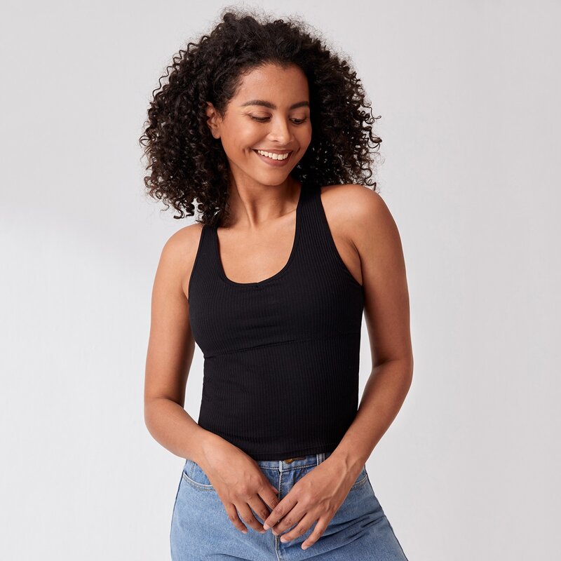 

Solid Longline Bralette, Black