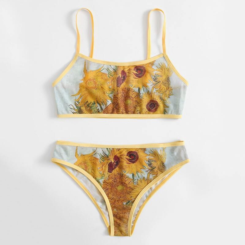

Sunflower Mesh Lingerie Set, Yellow
