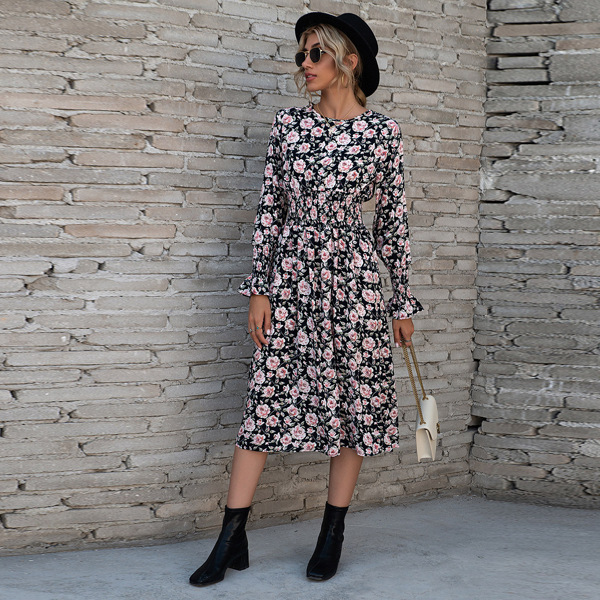 

Floral Shirred Waist Dress, Multicolor