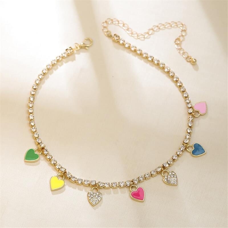 

Colorful Heart Charm Choker, Multicolor