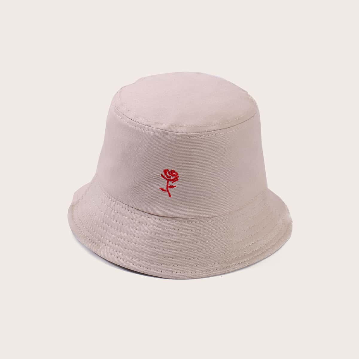 

Rose Embroidery Bucket Hat, Beige