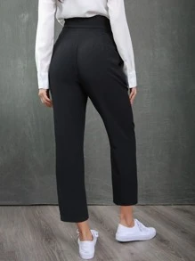SHEIN Frenchy Quần Túi màu trơn Giải trí - màu đen - Xem 2