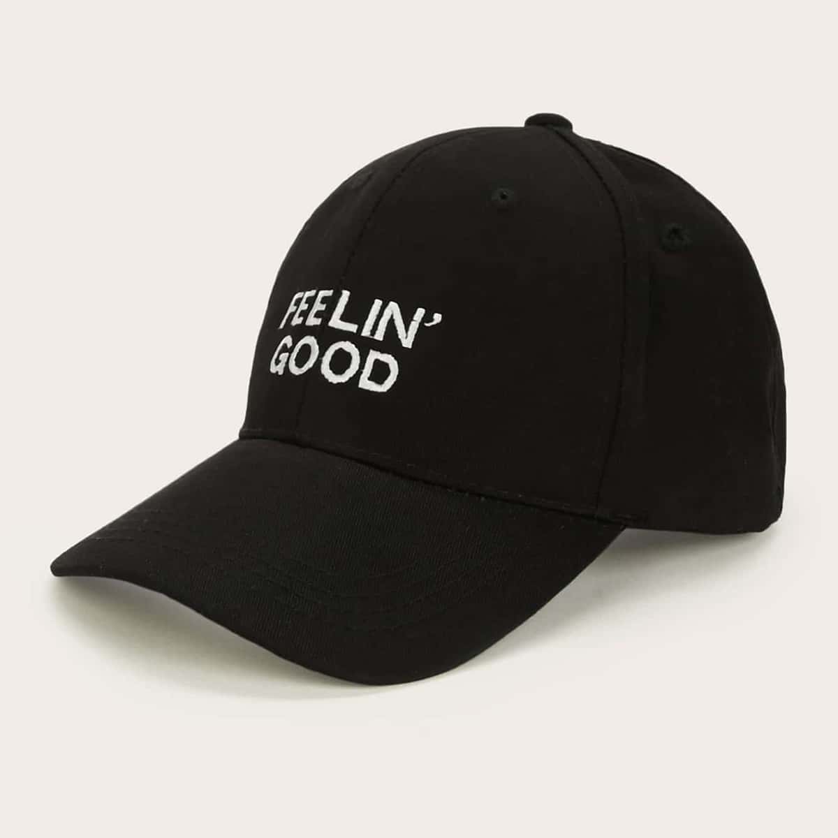 

Slogan Embroidery Baseball Cap, Black