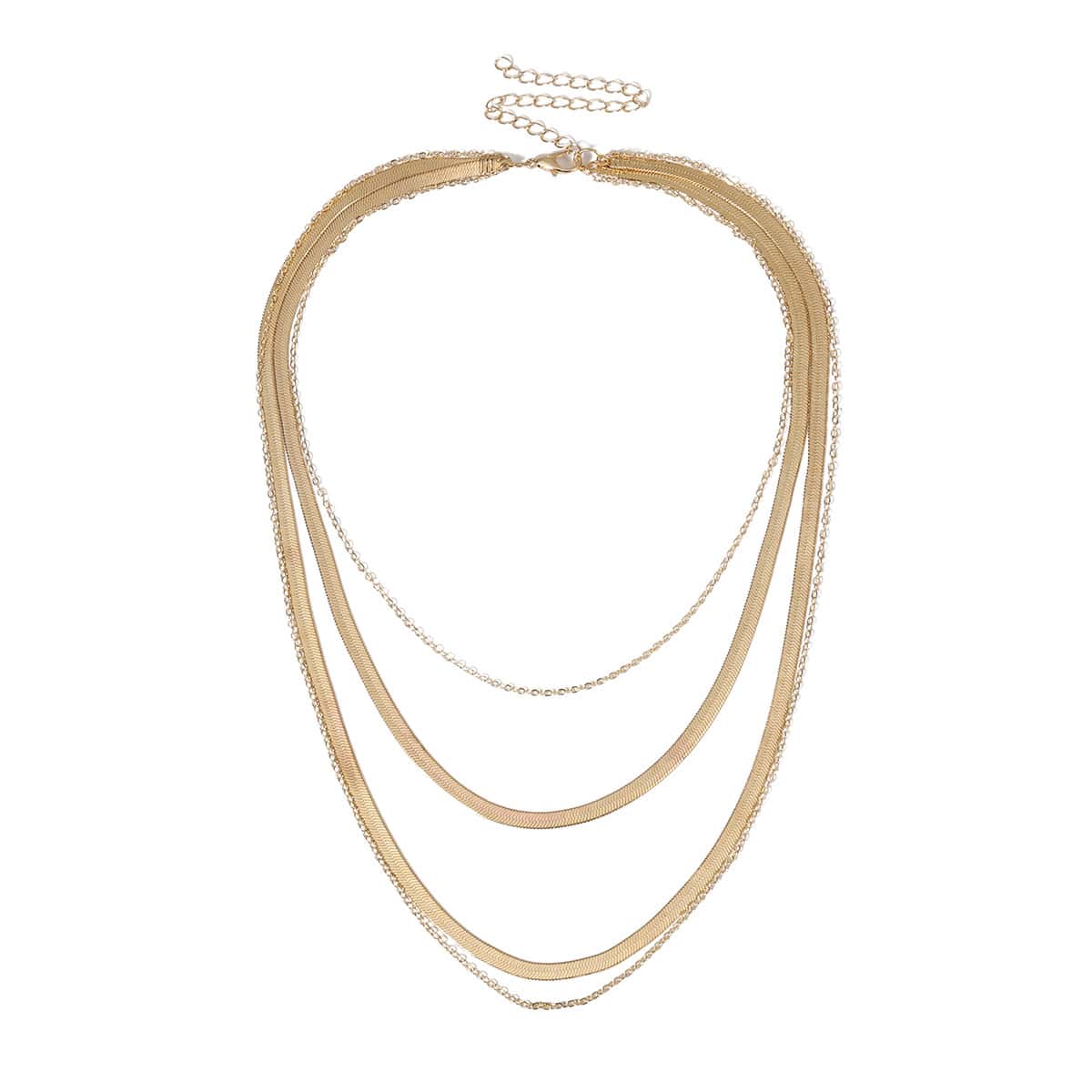 

Flat Snake Layered Necklace, Gold
