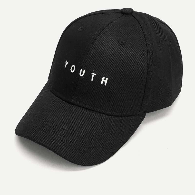 

Letter Embroidery Baseball Cap, Black