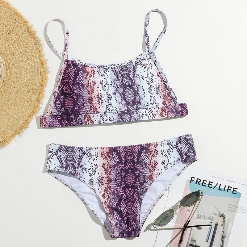 

Snakeskin Bikini Swimsuit, Multicolor